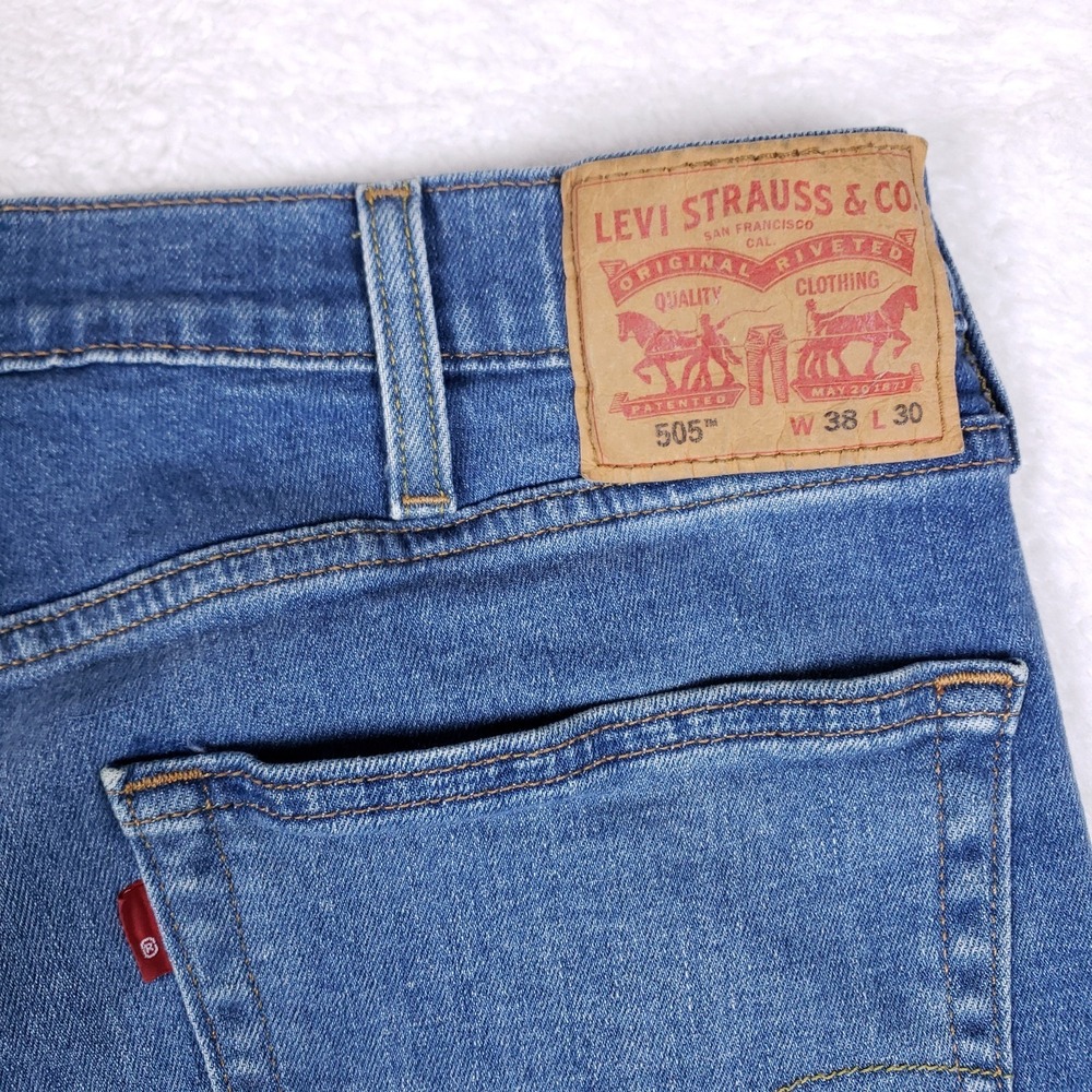 Levi's 505 Regular Fit Straight Leg Jeans 38x30 Blue - Picture 11 of 11